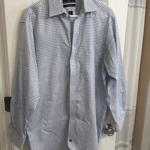 Hart Schaffner Marx Blue Checkered Dress Shirt